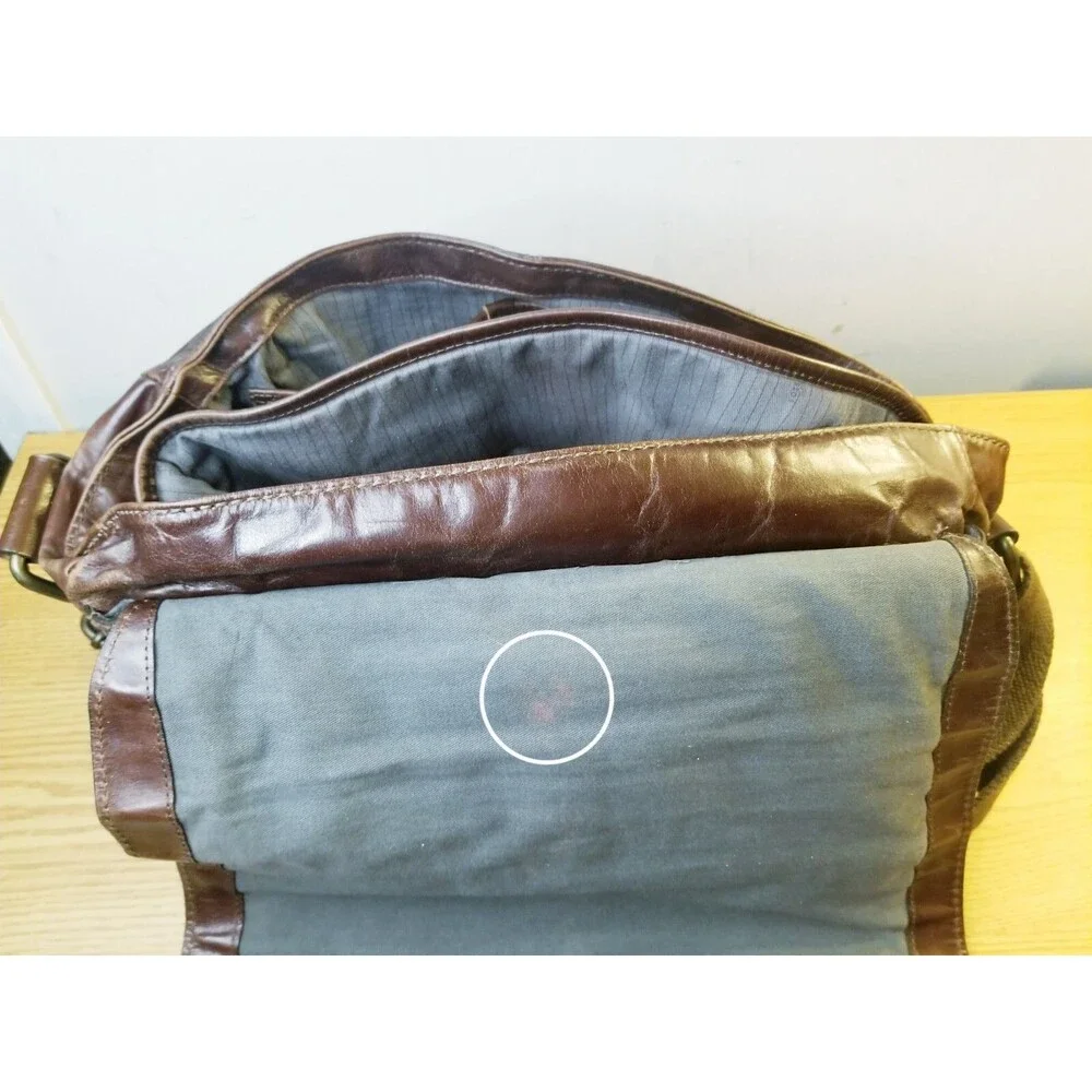 Fossil Brand Messenger Bag Mens Laptop Brown Leather Crossbody MBG1154 (15x11x5)